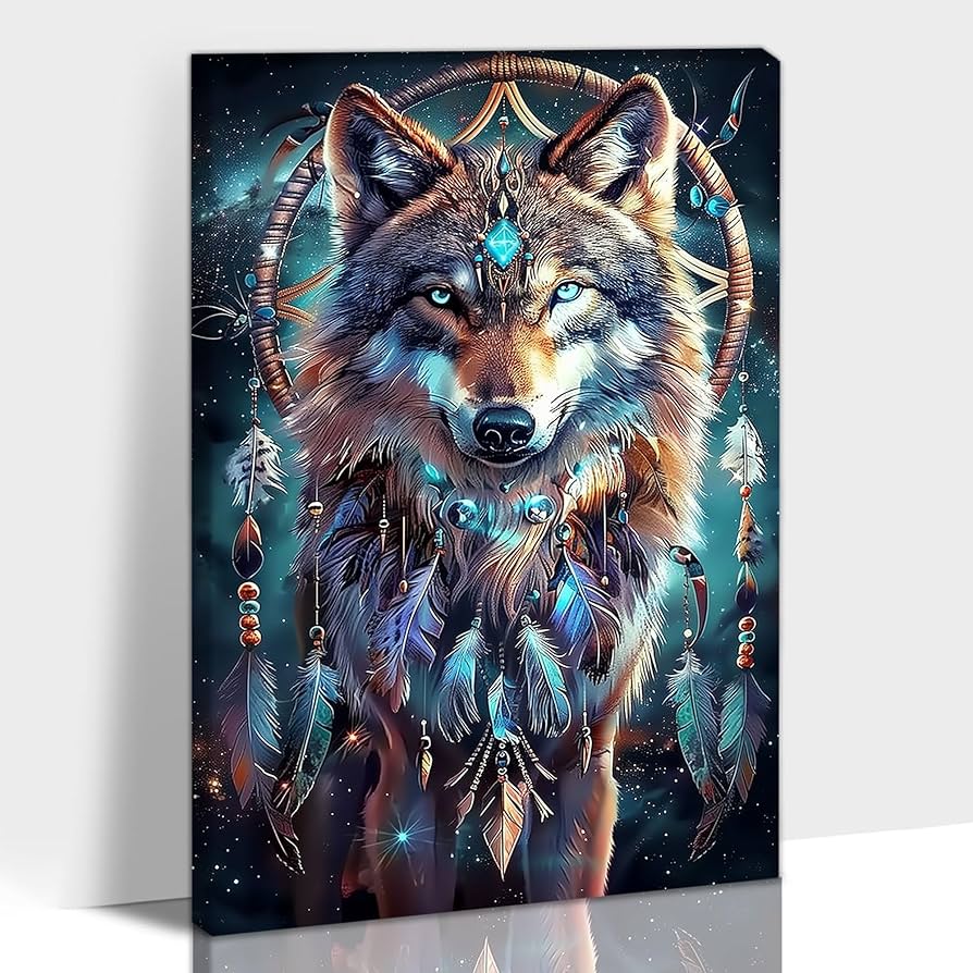 Amazon.com: Wolf Wall Art, Native American Wolf & Indian